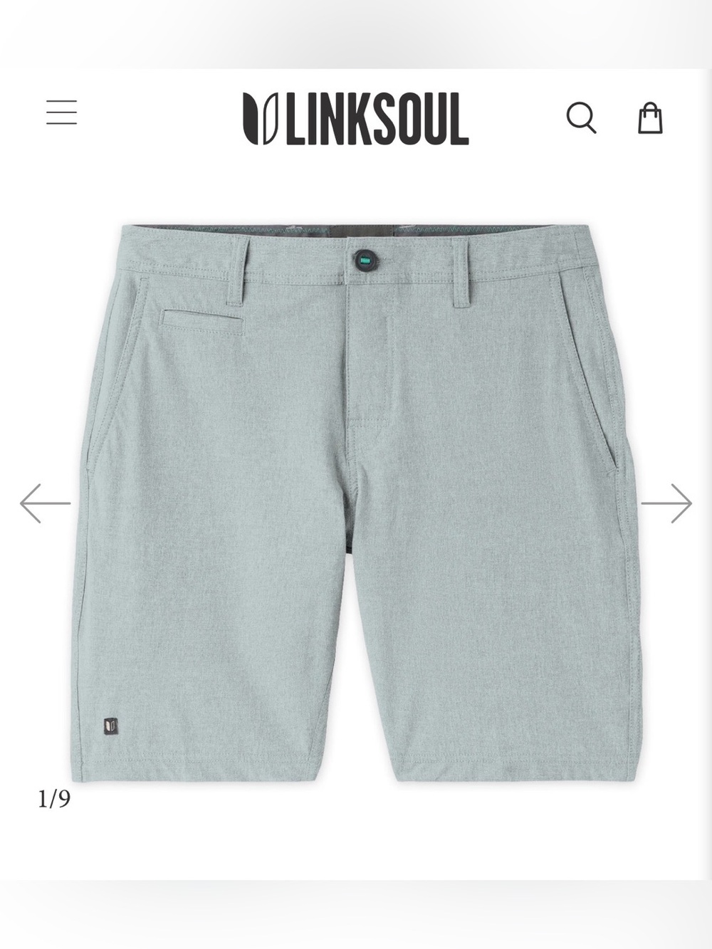 Light Teal/Grey Linksoul Men's Solid Boardwalker Short Sz 35 10in Inseam